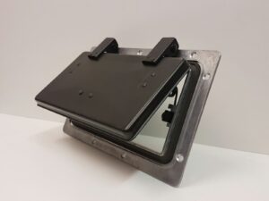 An outside air vent flood cover supplied and installed by Lakeside Flood Solutions