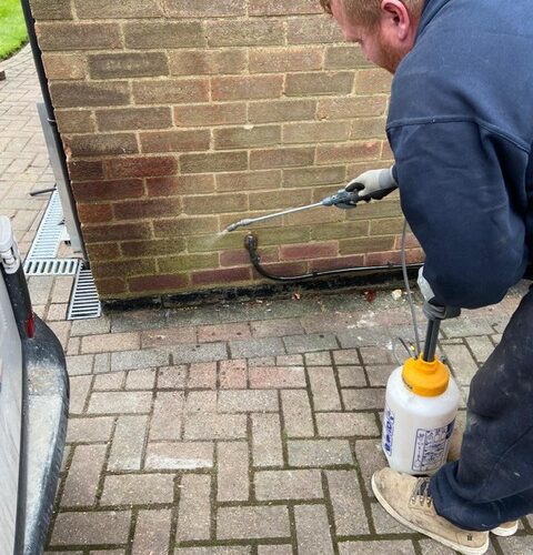 Waterproof sealant for exterior walls being applied by a Lakeside Flood Solutions specialist