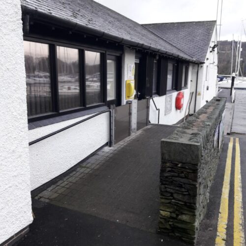 Lake Wardens Office, Kendal flood barriers