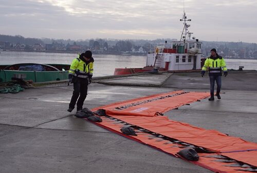 Temporary flood barriers installation by Lakeside Flood Solutions