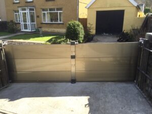 Flood barrier protecting a residential driveway in Manchester